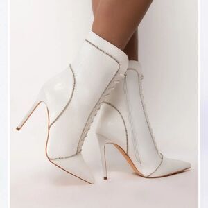 Azalea Wang Nights In Vegas Whitecroc Stiletto Boot,NIB